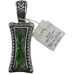 Lia Sophia Silver Pendant with Green Gemstone